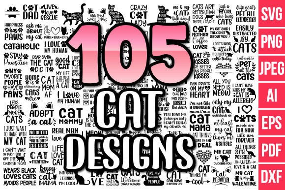 105 Cat Quotes Sayings Svg Bundle