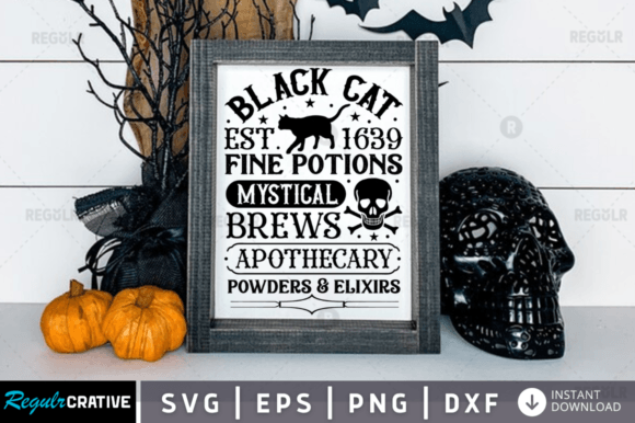 Black Cat Est1639 Svg Design
