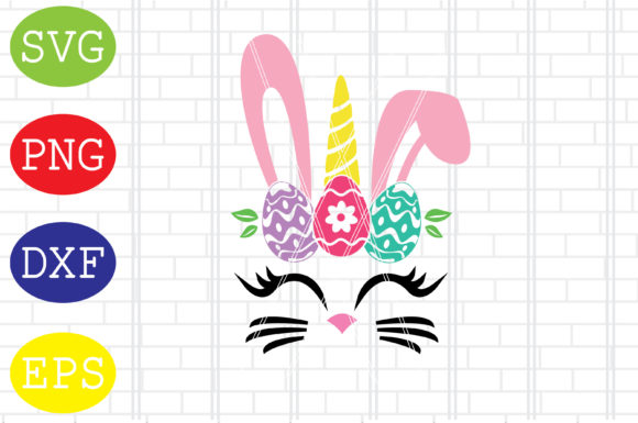 Cat Face Easter Eggs Svg, Cat Bunny Svg