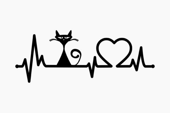 Cat Heartbeat Embroidery Design