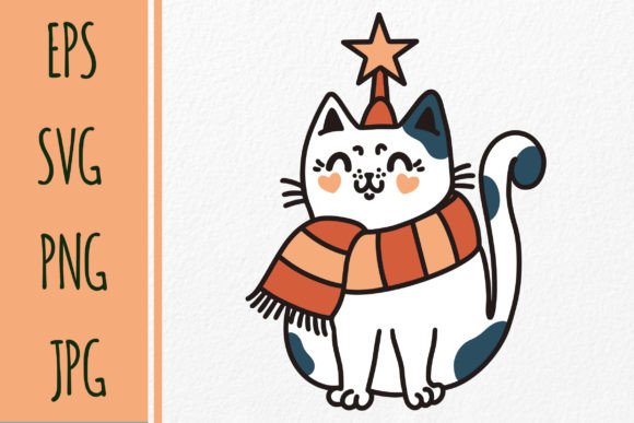 Christmas Cat SVG for Embroidery Projects