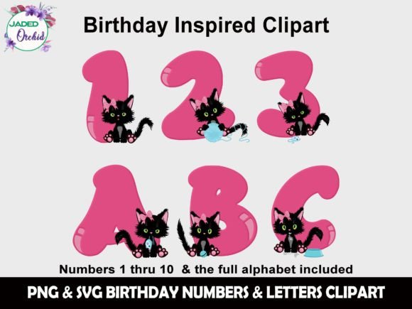 Kitten Numbers Letters Clipart