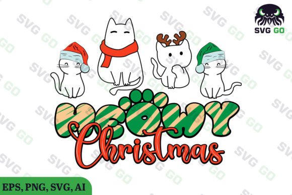 Meowy Christmas Cute Cat Sublimation SVG