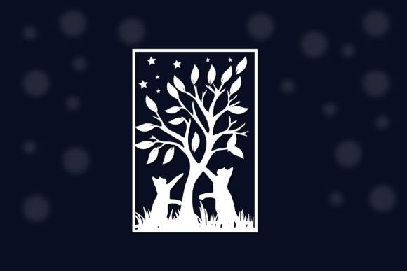 Night Sky Cat and Tree Svg Design