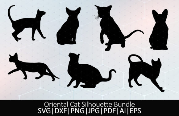 Oriental Cat Silhouette Bundle SVG
