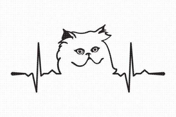 Persian Cat Heartbeat SVG